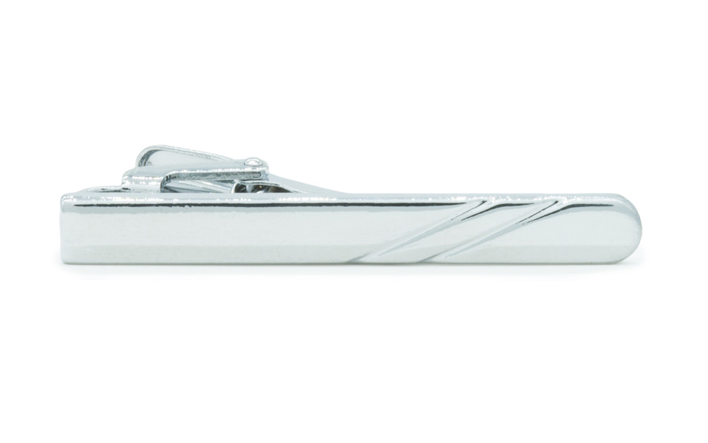 Rounded Striped Silver slipsenål